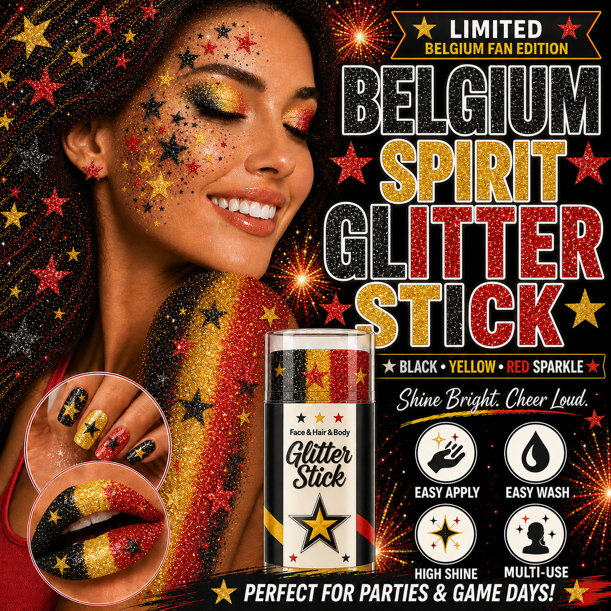 🦅4th of July Glitter Stick✨🔔Red, White & Blue Body & Hair Sparkle