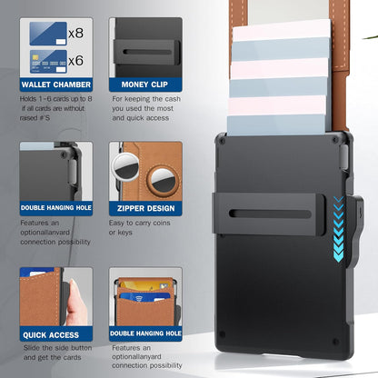 🔥New 2026🏆 Upgrade:🌎Ends Today51%🔥Wallet for Men - with Pop Up Aluminum Case Money Clip Slim Leather Slots Credit Card Holder RFID Blocking Bifold Minimalist Wallet