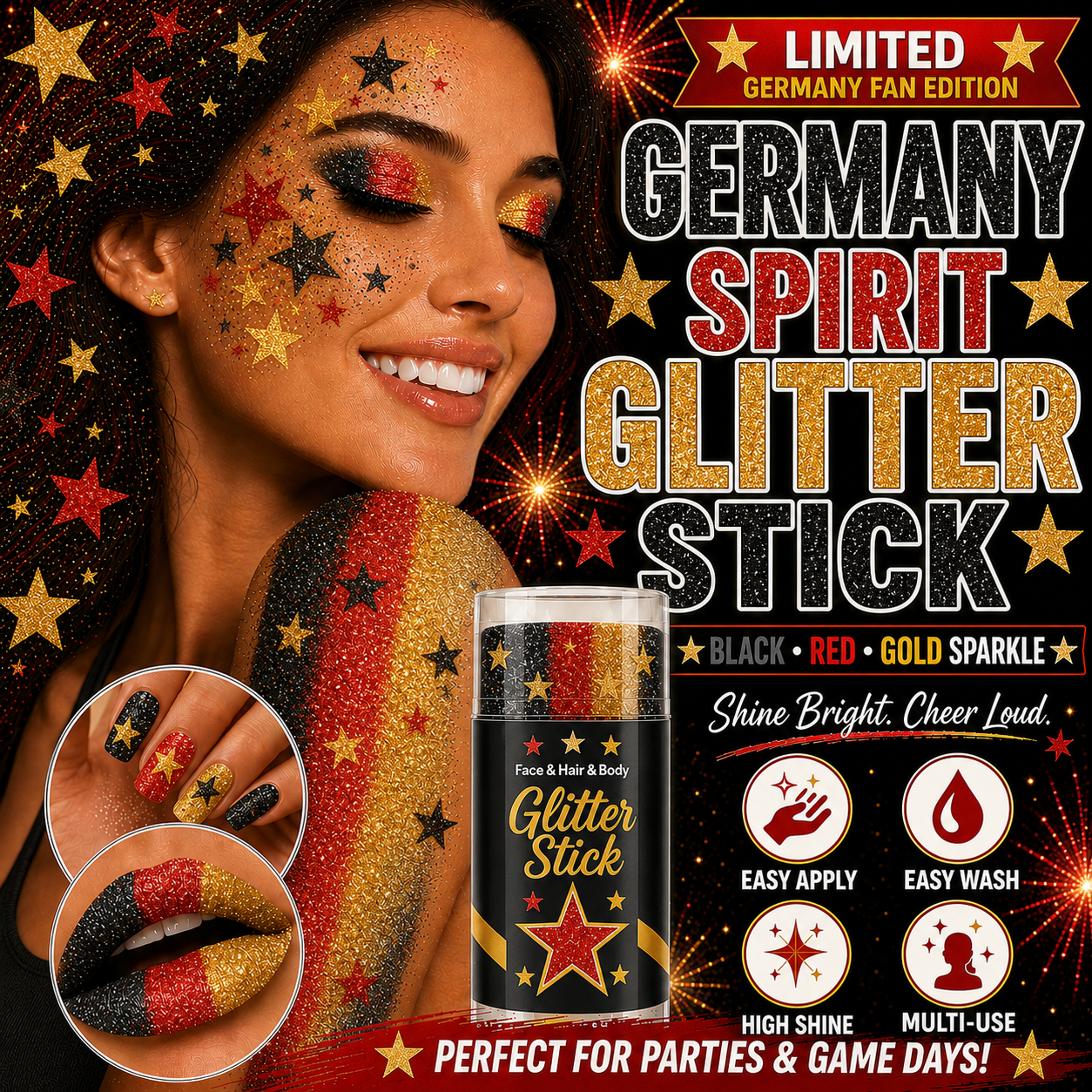🦅4th of July Glitter Stick✨🔔Red, White & Blue Body & Hair Sparkle